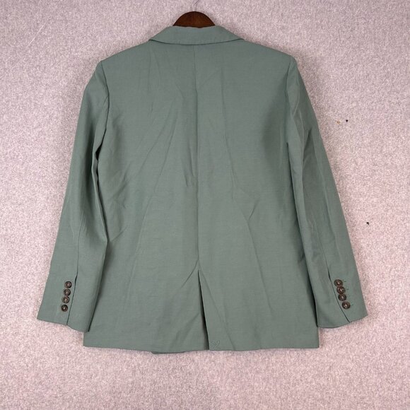 Zara Blazer Women Medium Light Green Longline Straight Single Vented Office NWOT - Picture 13 of 13